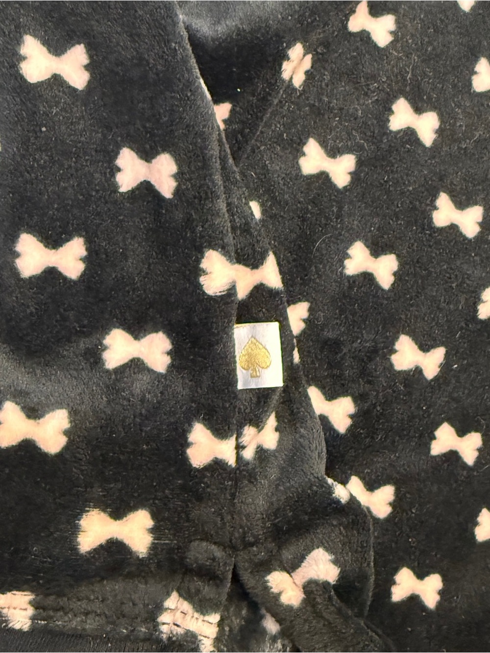 Kate Spade New York Bow Print Plush Pullover Sweater Black Pink Size Small - Picture 6 of 8